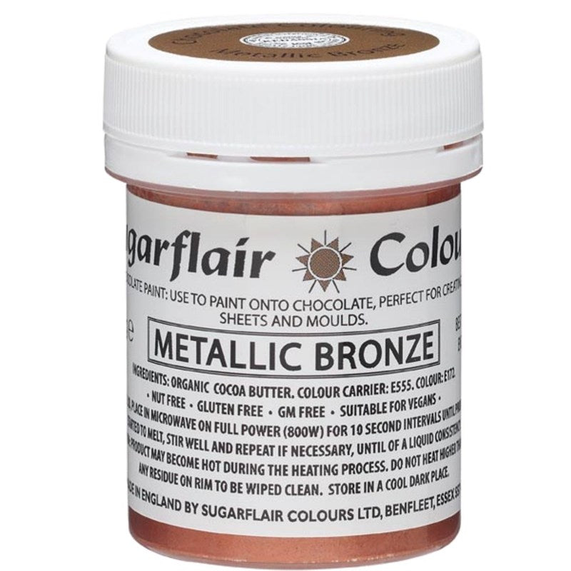 Sugarflair Oil Based Chocolate Colouring Metallic Bronze Colour / Paint - The Cooks Cupboard Ltd