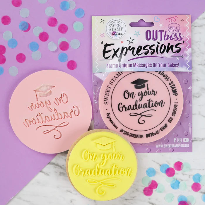 Sweet Stamp OUTboss Outbossing Sugarcraft Stamp - On Your Graduation Kate's Cupboard Newbridge