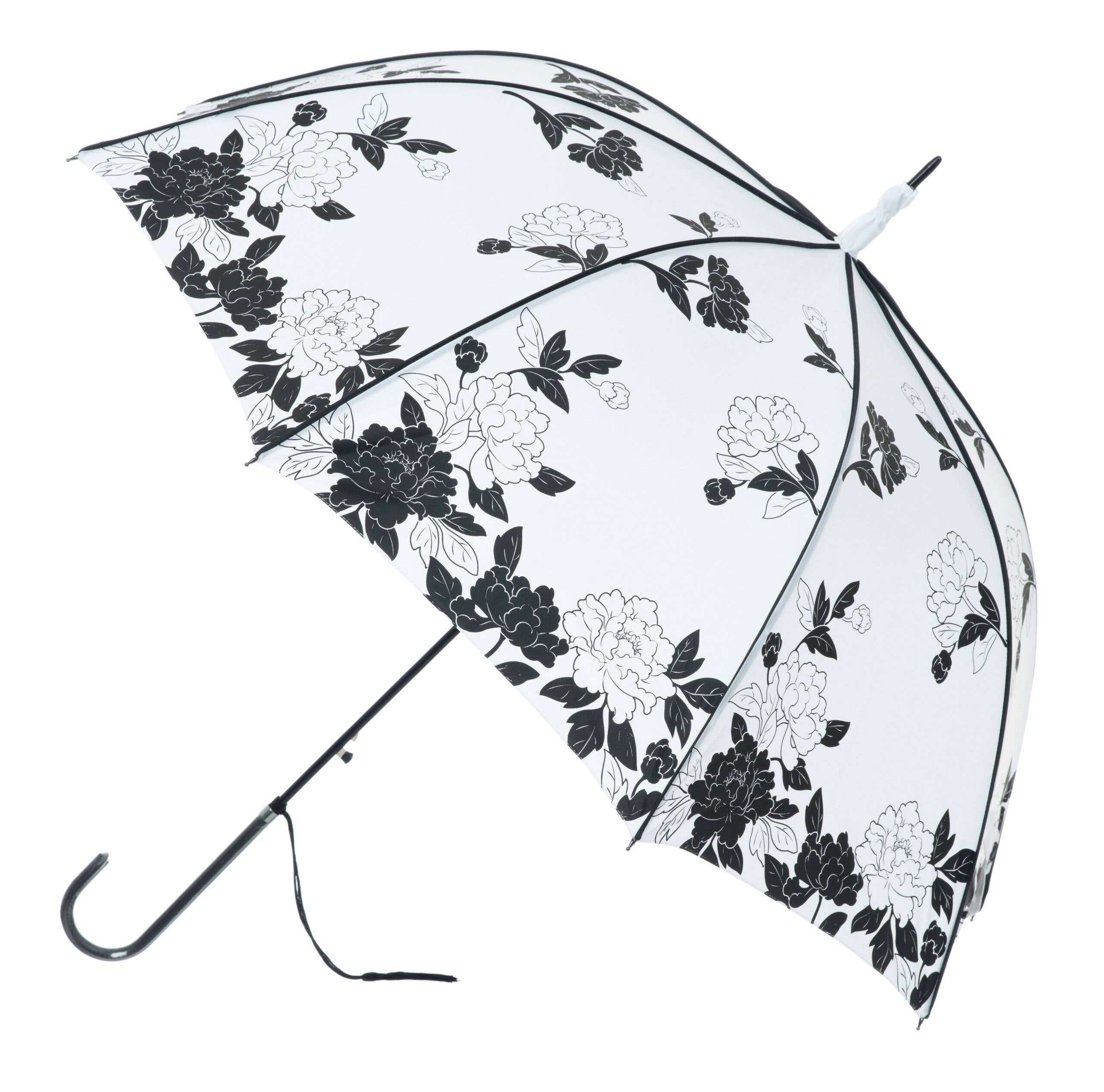 Boutique Vintage print White with Leaves Stick Umbrella