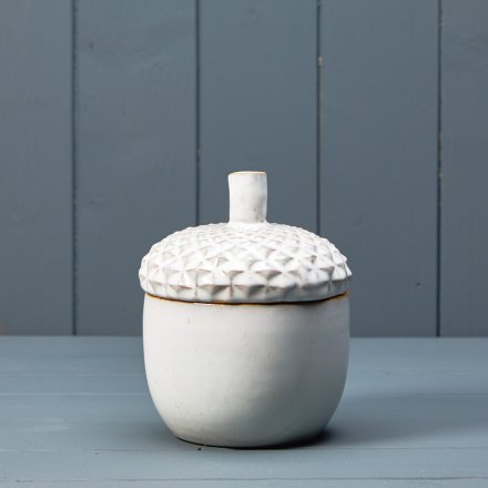 Glazed Ceramic Acorn Pot with Lid
