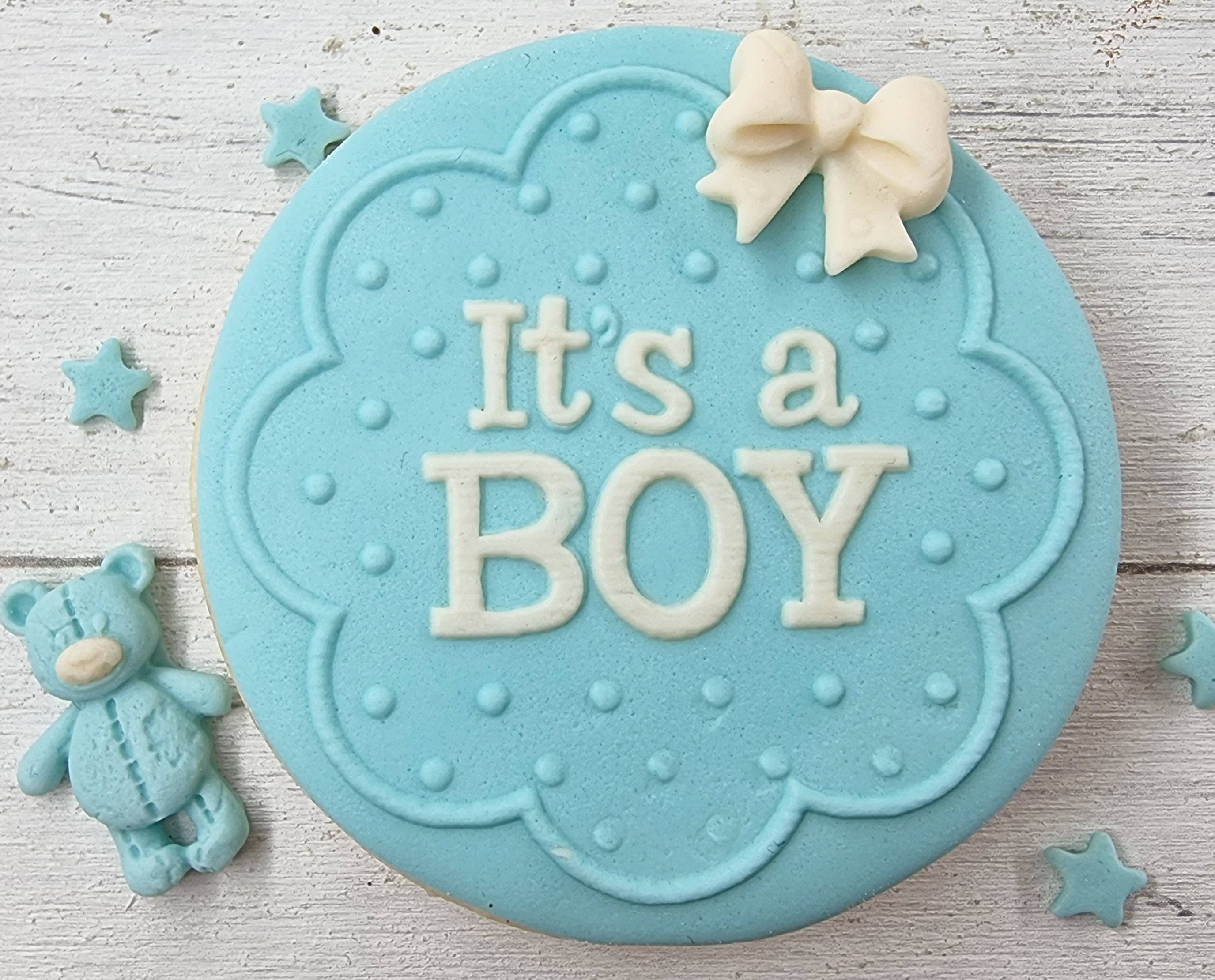 Make & Fun It's a Boy Baby Shower Arrival Gender Reveal Fondant Embosser, Cookie Debosser