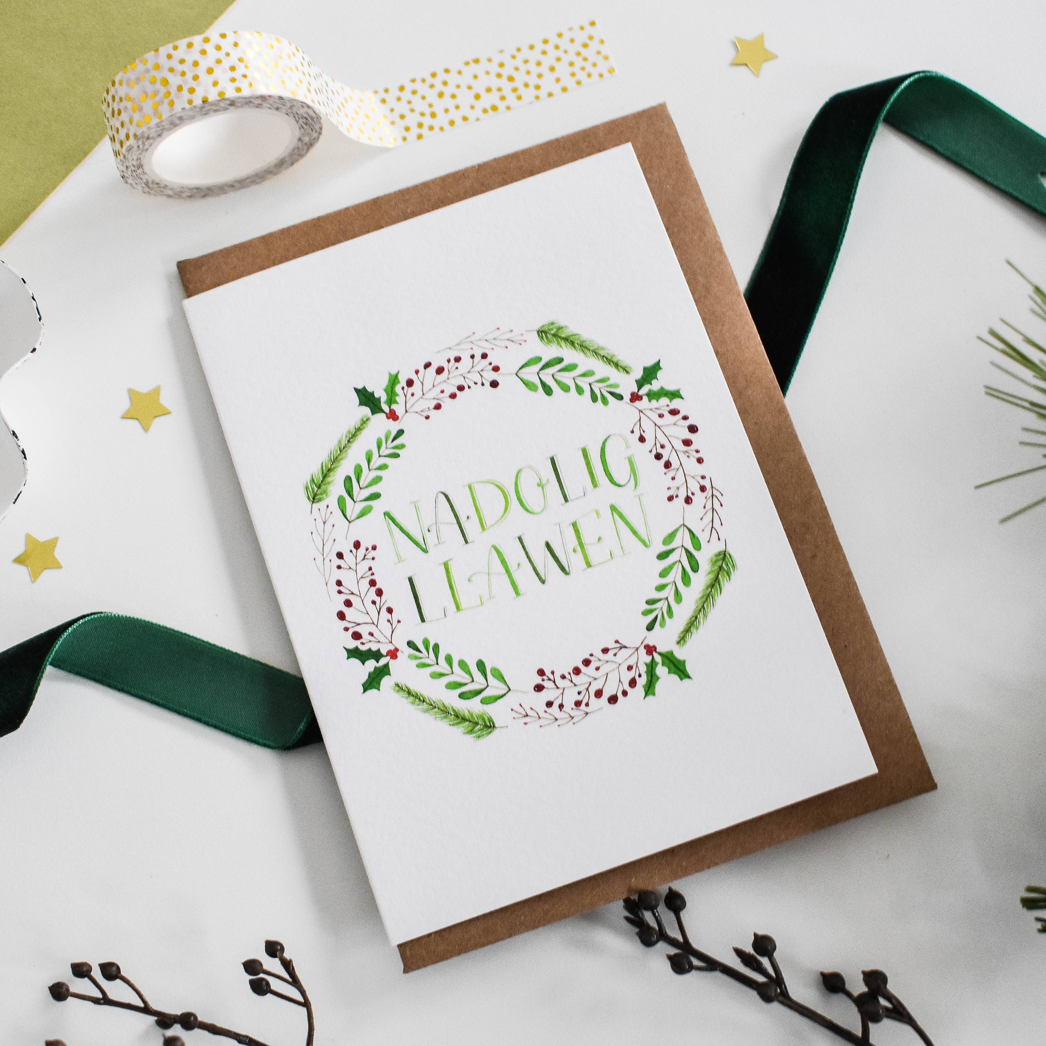 Eleri Haf Designs - Welsh Christmas Greeting Card - Nadolig Llawen