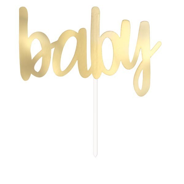 Gold Foil 'Baby' Word Cake Topper - The Cooks Cupboard Ltd