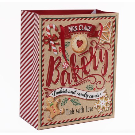 Mrs Claus' Bakery Cookies and Candy Canes Made with Love Festive Gift Bag