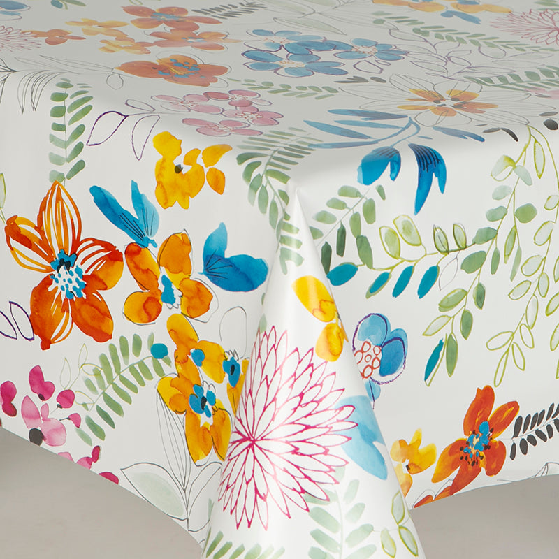 Bright Blooms PVC Wipe Clean Vinyl Table Covering / Table Cloth