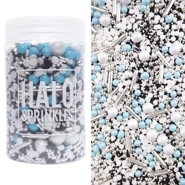 Halo Sprinkles - Luxury Edible Sprinkle Blend - Boyfriend - Blue, White, Silver & Black - Kate's Cupboard