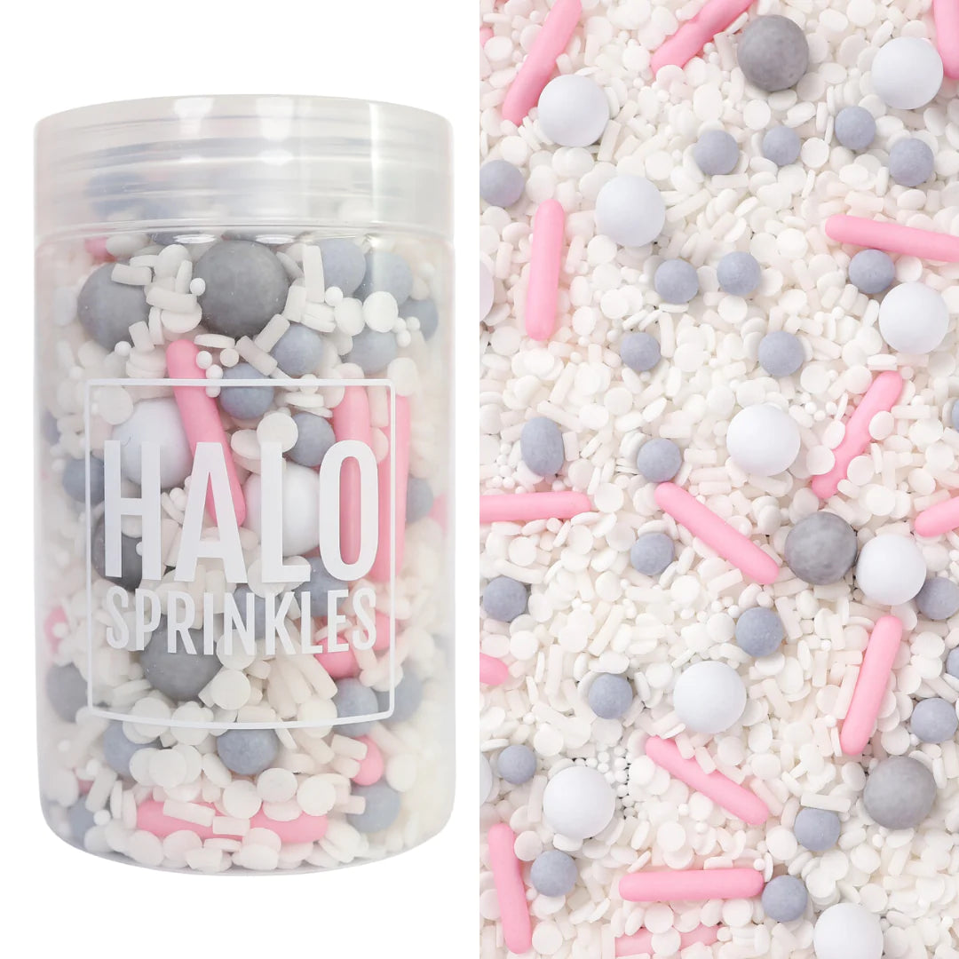 Halo Sprinkles - Luxury Edible Sprinkle Blend - Elephants Breath - Tones of White, Grey & Pink Kate's Cupboard