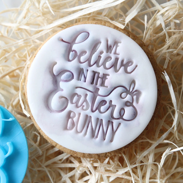Sweet Stamp Cookie / Cupcake Embosser Press - We Believe in the Easter Bunny - Kate's Cupboard