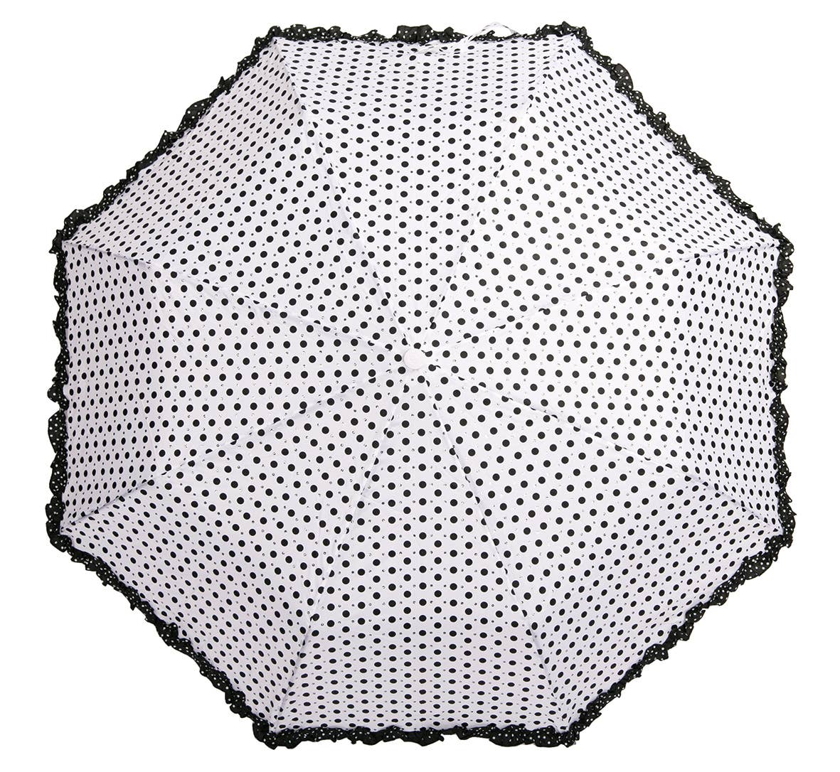 Polka with Frills and Sparkles White folding Umbrella