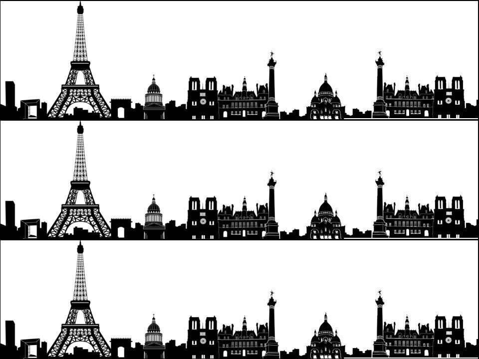 Paris City Skyline silhouette Ribbon Border Edible Printed Icing Sheet Cake Topper