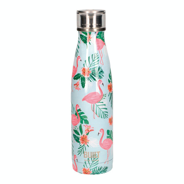 Built 480ml Double Walled Stainless Steel Water Bottle Flamingo