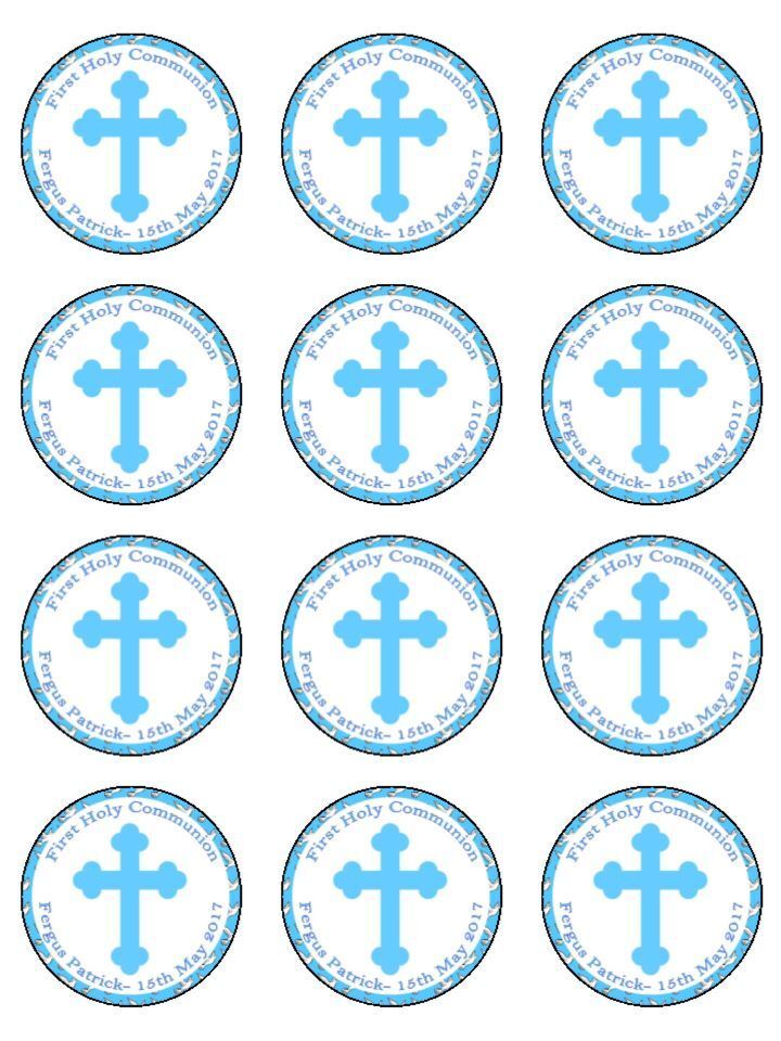 Personalised First Holy Communion Blue Cross Edible Printed Cupcake To personalised-first-holy-communion-blue-cross-edible-printed-cupcake-to