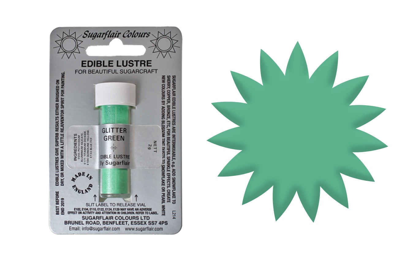 Sugarflair Edible Lustre Dust Glitter Green - The Cooks Cupboard Ltd