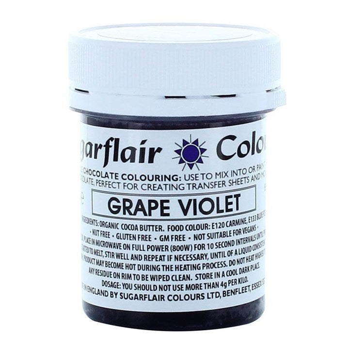Sugarflair Oil Based Chocolate Colouring Grape Violet (Purple) Colour / Paint - The Cooks Cupboard Ltd