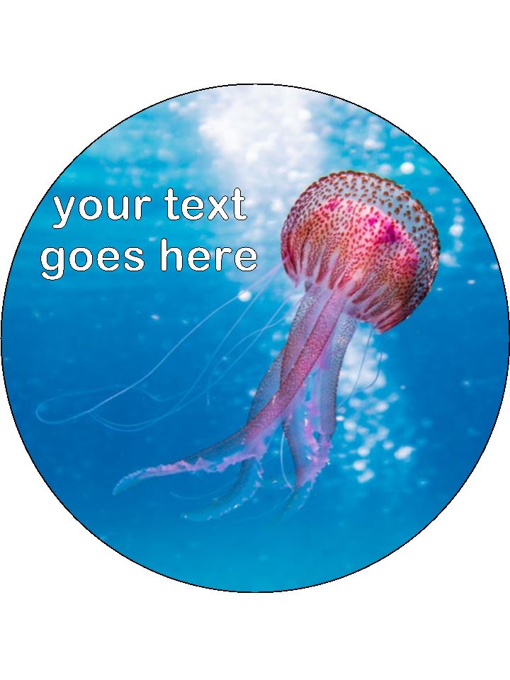 Jelly Fish Marine Personalised Edible Cake Topper Round Wafer Paper - The Cooks Cupboard Ltd