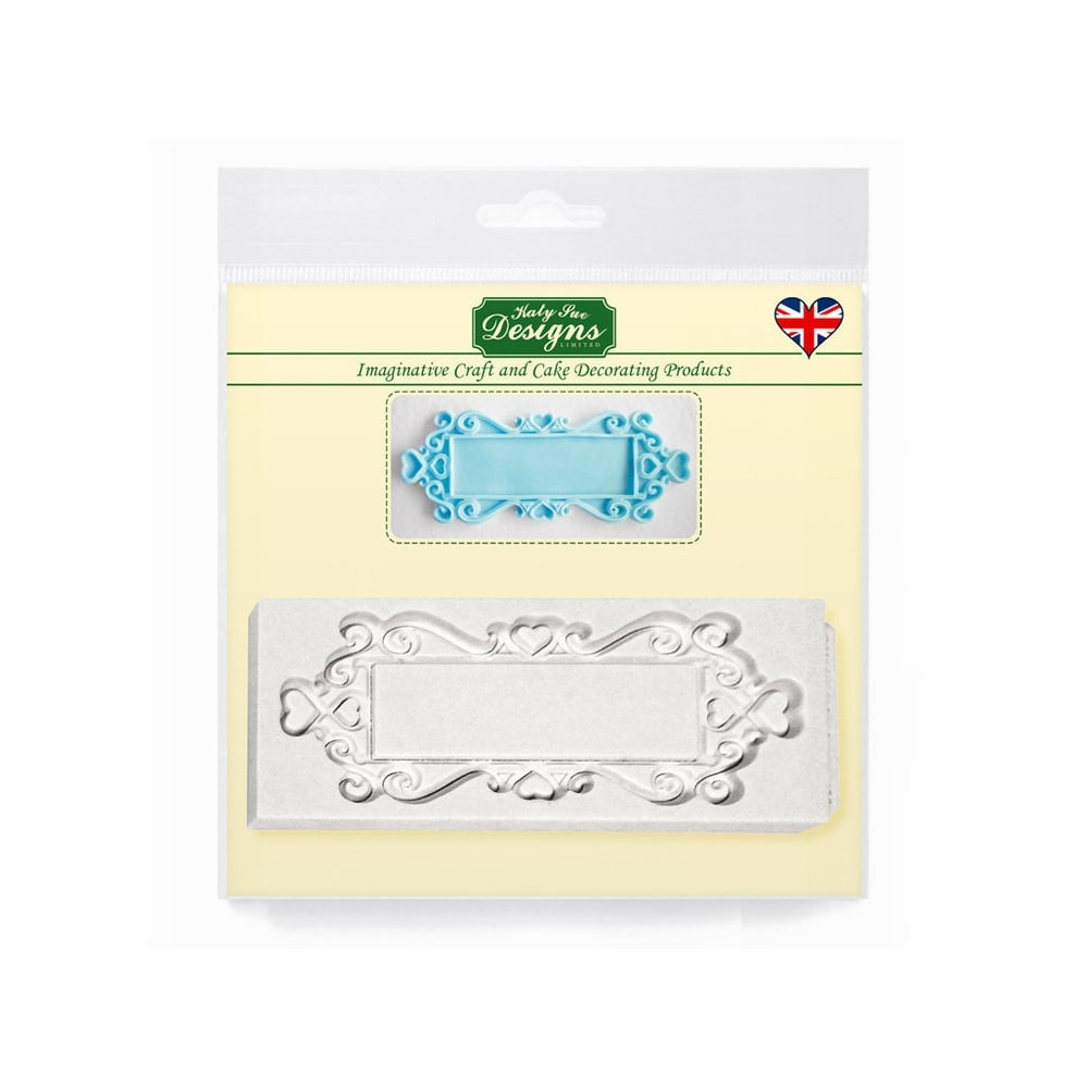 Katy Sue Designs - Rectangle Hearts Decorative Plaque - Cake Decorating Silicone Mould - The Cooks Cupboard Ltd
