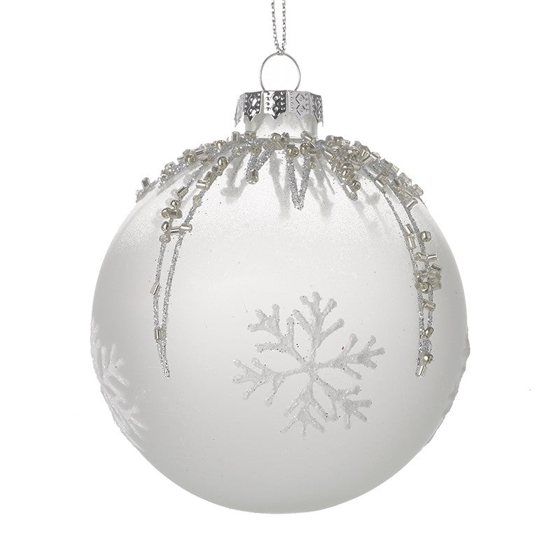 Frosted Glass Snowflake and Glitter Drip Festive Bauble by Heaven Sends - Kate's Cupboard