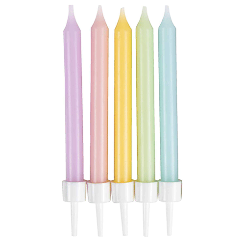 Pastel Colour Mix Birthday / Celebration Candles 6cm - Pack of 10