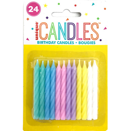 Pastel Colour Mix Birthday / Celebration Candles - Pack of 24