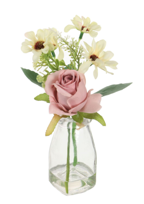 The Penny - Mini Rose and Daisy Artificial Arrangement - The Cooks Cupboard Ltd