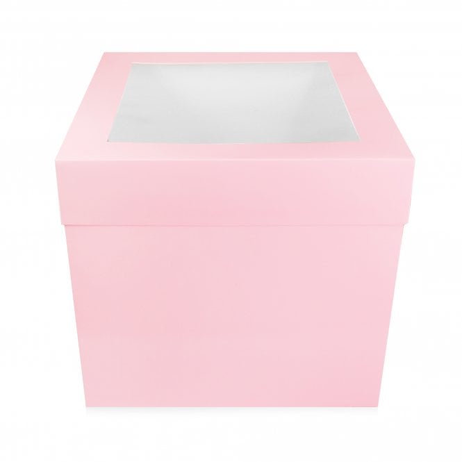 Baby Pink Acetate Window Lid Tall Cake Box - 10.5" x 10.5" x 10" Tall