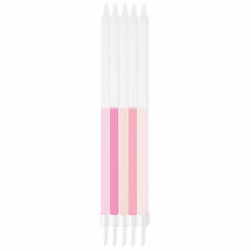 Pink Mix Skinny Birthday / Celebration Candles 16cm - Pack of 10
