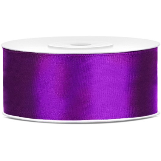 Satin Ribbon - 25mm Width - Purple  - 25 Metre Roll