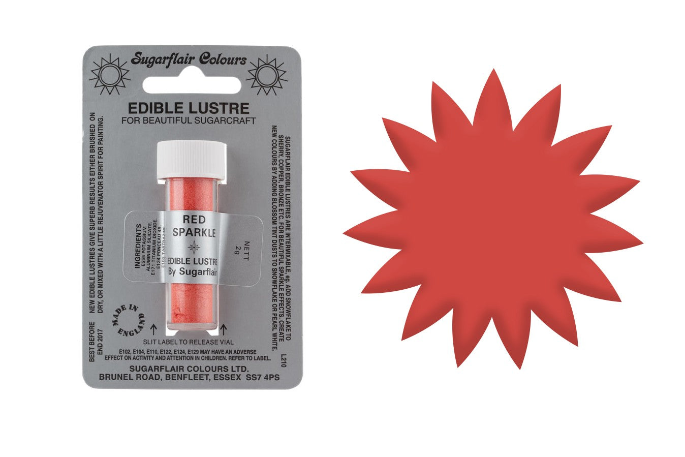 Sugarflair Edible Lustre Dust Red Sparkle - The Cooks Cupboard Ltd