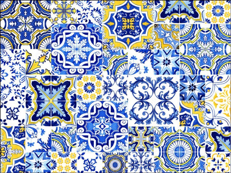 Mediterranean tile pattern Edible Printed Cake Decor Topper Icing Sheet Toppers Decoration