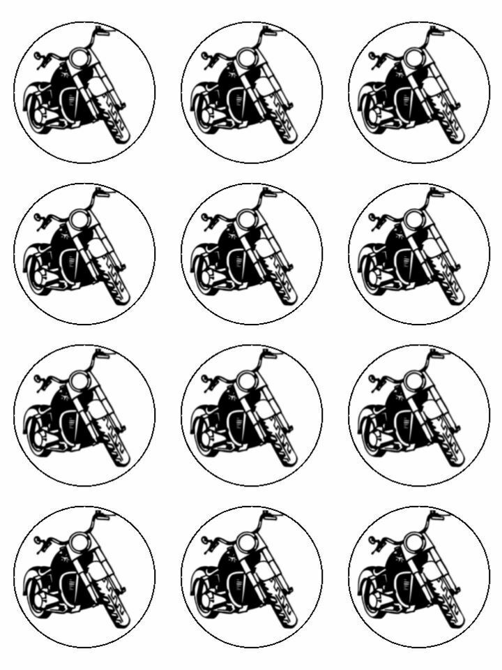 Chopper MotorCycle Vehicle Edible Printed CupCake Toppers Icing Sheet of 12 Toppers - The Cooks Cupboard Ltd