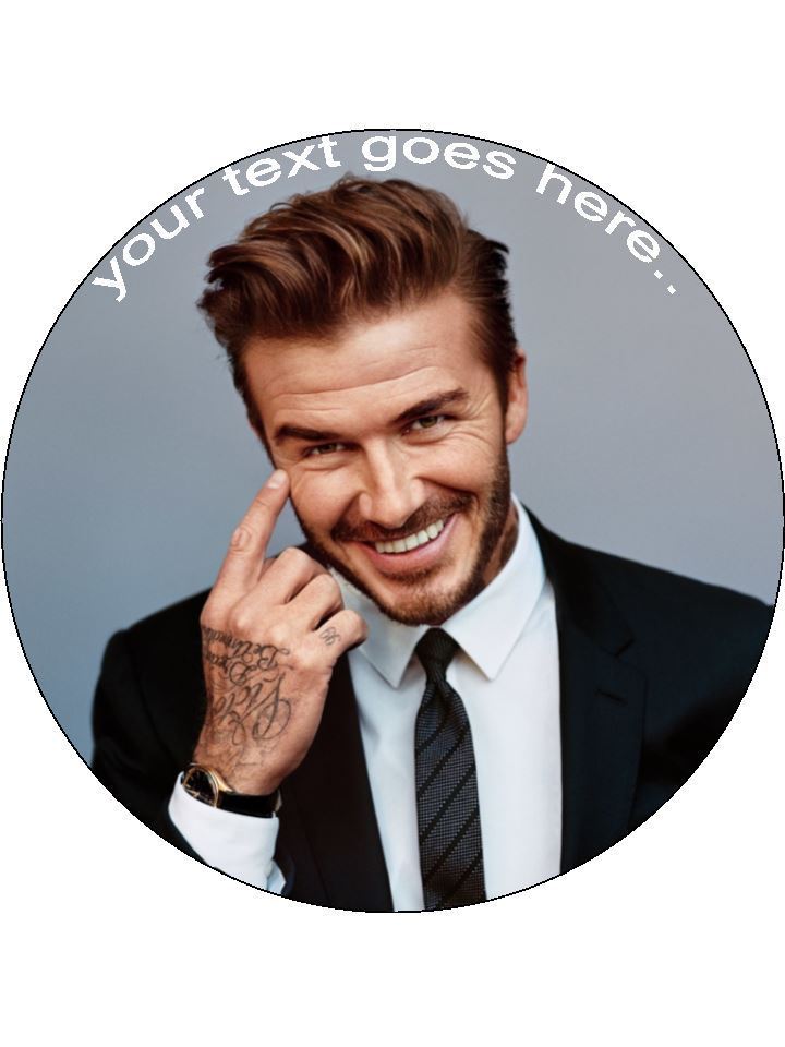 David Beckham celebrity football Personalised Edible Cake Topper Round Icing Sheet - The Cooks Cupboard Ltd