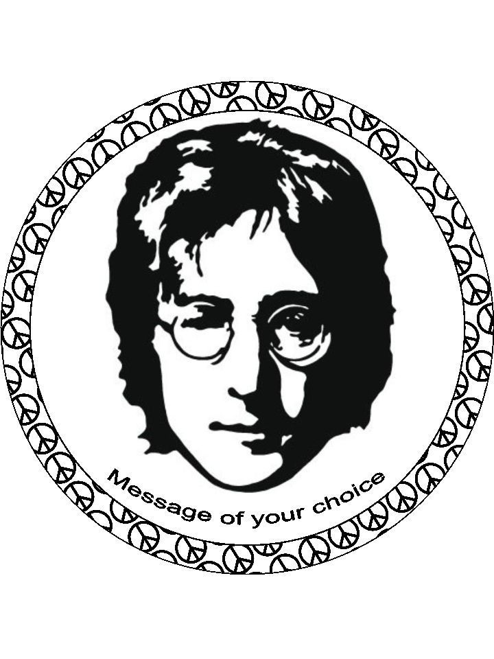 John Lennon Peace Love Personalised Edible Cake Topper Round Wafer Paper - The Cooks Cupboard Ltd