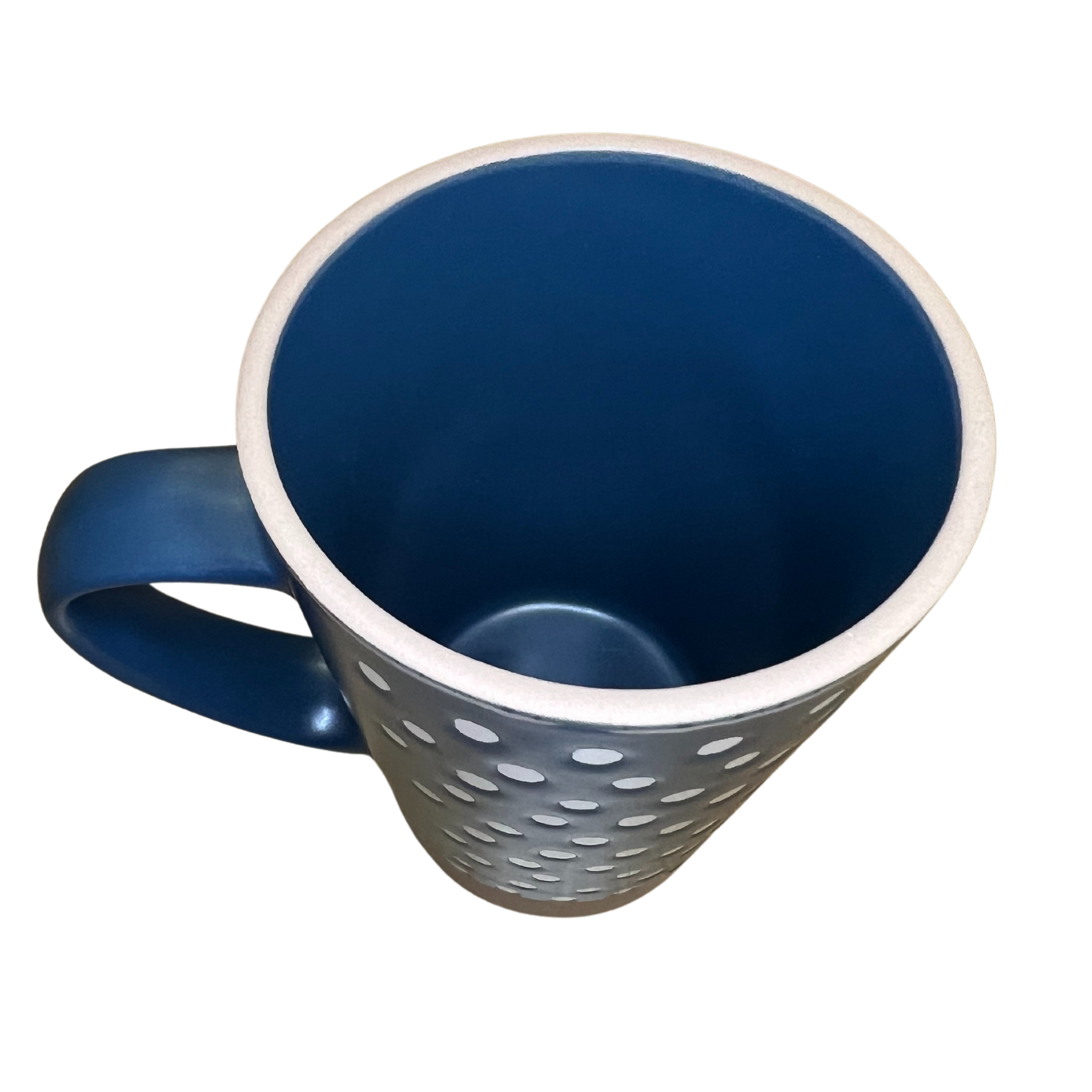 Stoneware Navy Blue Mug with Polka Dot Design