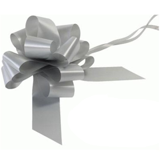 Gift Wrapping Pull Bow 50mm - Pack of Two - Silver / Grey