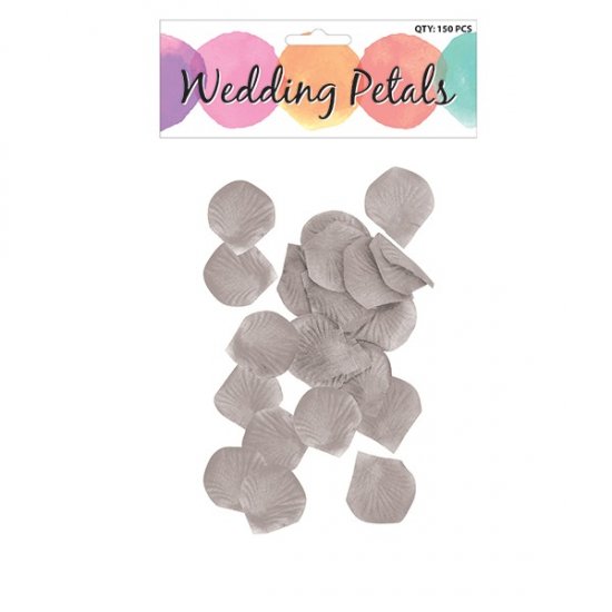 Artificial Rose Wedding Petals - Pack of Approx. 150 - Silver Grey