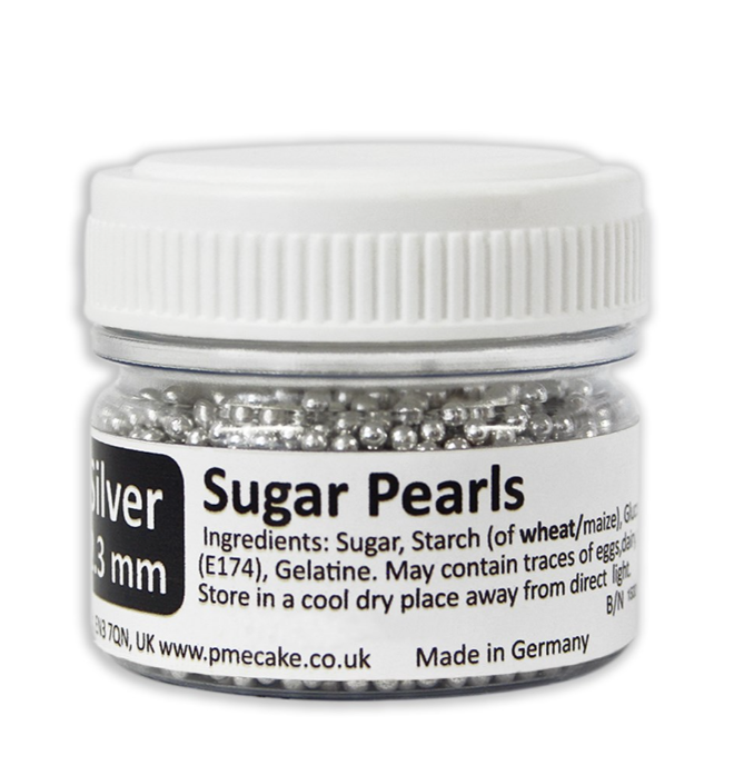 PME Silver Edible Sugar Pearls Sprinkles - 2.3mm