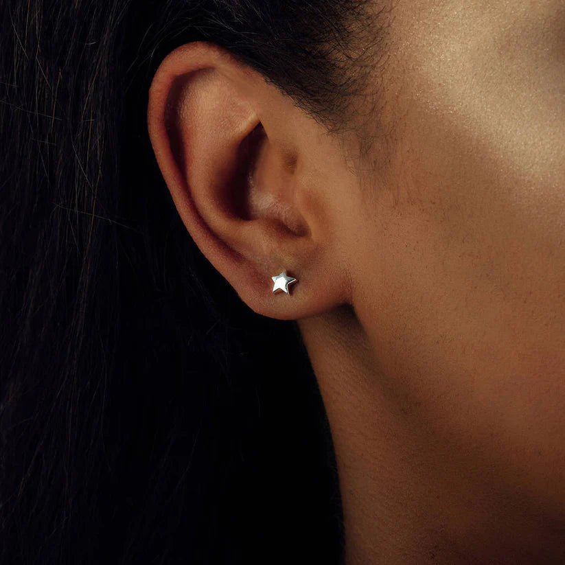 You're a Star - Message in a Bottle - Star Stud Earrings with Butterfly Back - Silver