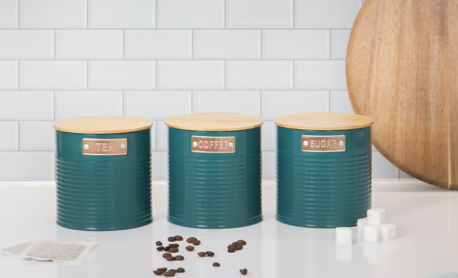 KitchenCraft Tea, Coffee and Sugar Storage Canisters Set of 3 - Teal
