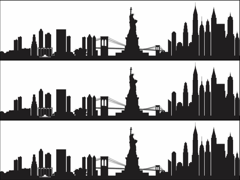 New York City skyline silhouette Ribbon Border Edible Printed Icing Sh new-york-city-skyline-silhouette-ribbon-border-edible-printed-icing-sh