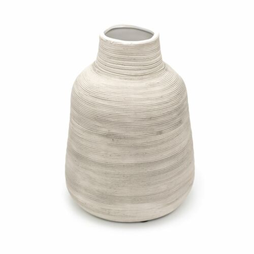Textured Roma Stoneware Natural Tone Vase - Kate's Cupboard