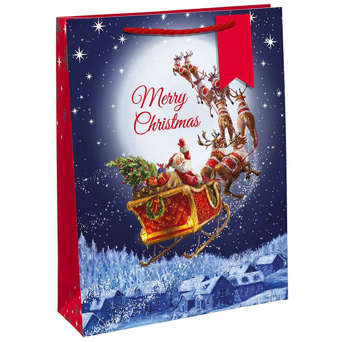 Flying Santa and Reindeer Christmas Gift Bag - The Cooks Cupboard Ltd