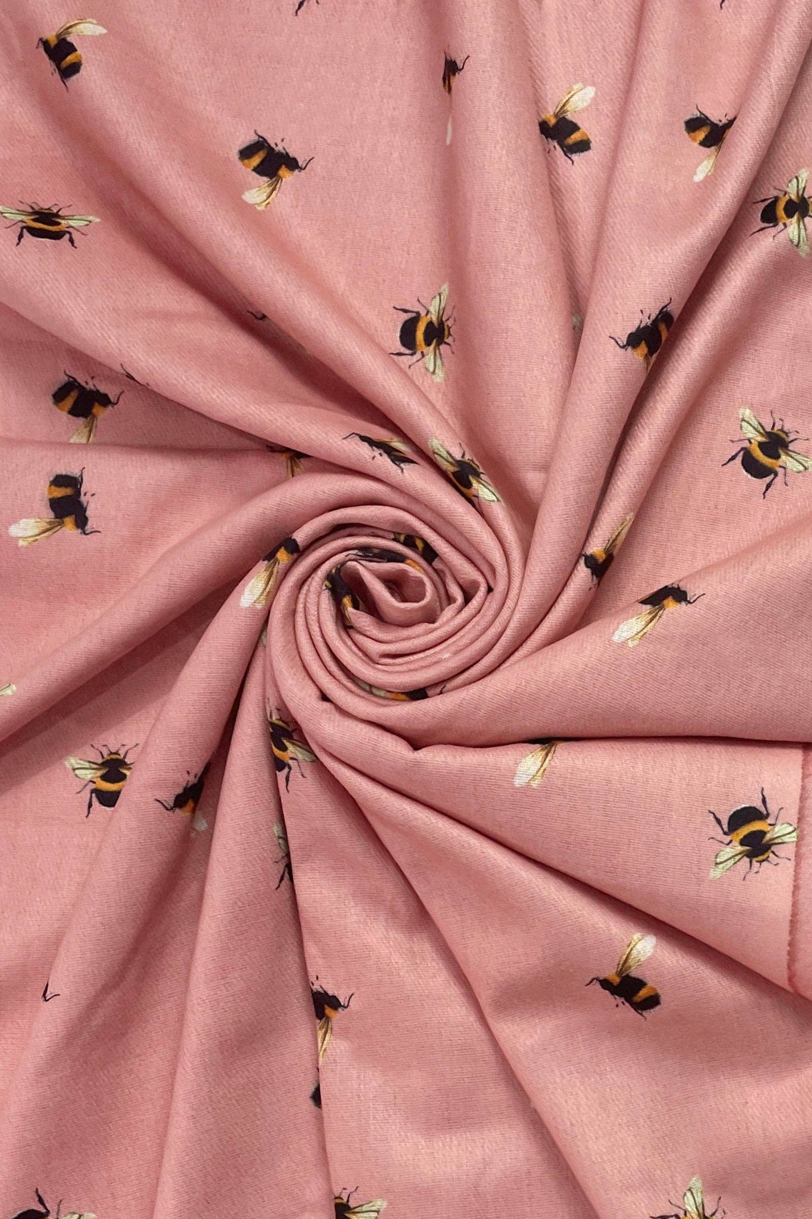 Pink Bumble Bee Print Tassel Scarf