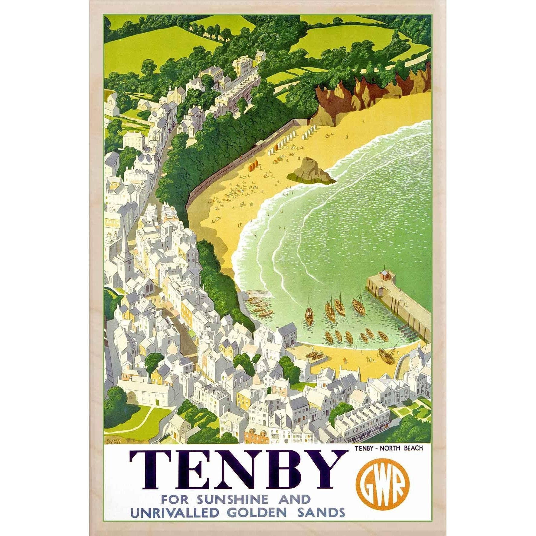 Tenby Wales Sustainable Wood Wooden Postcard
