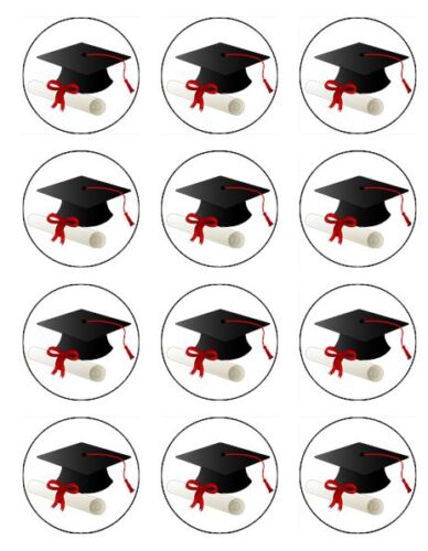 Graduation printed   edible  printed Cupcake Toppers Icing Sheet of 12 Toppers