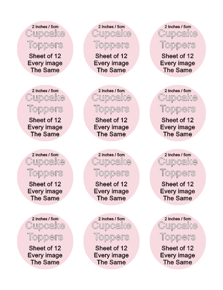 Your own Image Personalised Edible Printed Cupcake Toppers Icing Sheet of 12