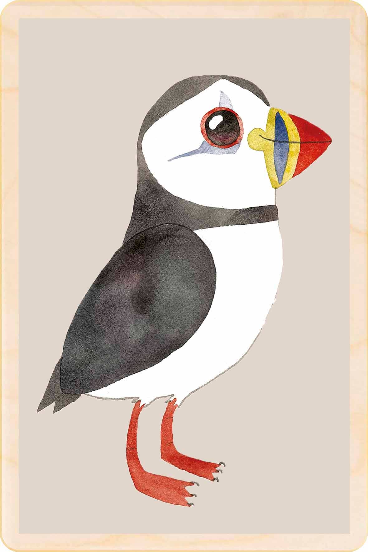 Puffin Sustainable Wood Wooden Postcard