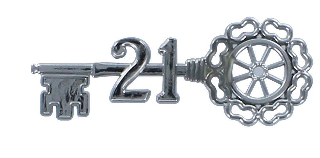 21st Birthday Plastic Silver Key '21' Cake Decoration Motto