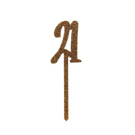 Gold Glitter Acrylic Number 21 21st Age Cake Topper