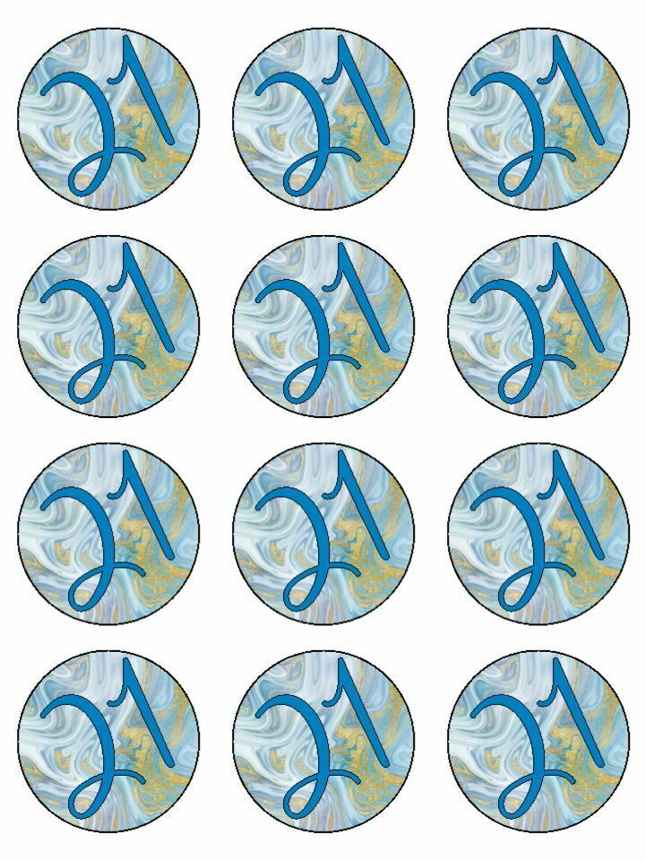 age 21 21st birthday blue and gold edible printed Cupcake Toppers Icing Sheet of 12 Toppers