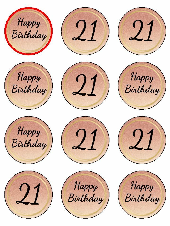 rose gold 21st birthday 21 edible printed Cupcake Toppers Icing Sheet of 12 Toppers